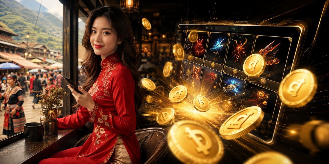 Người dùng tại Sa Pa mặc áo dài cài đặt ứng dụng esports betting trên điện thoại